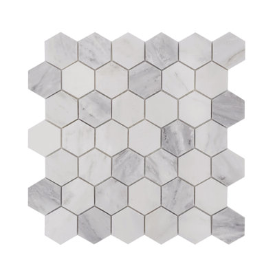 12" x 12" Oriental White Polished Marble Honeycomb Mosaic Wall & Floor Tile