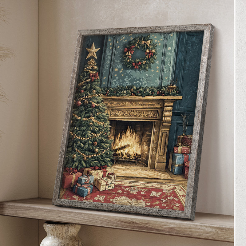 «Christmas Holiday Art», impression encadrée en bois massif, H 15 po x l 12 po