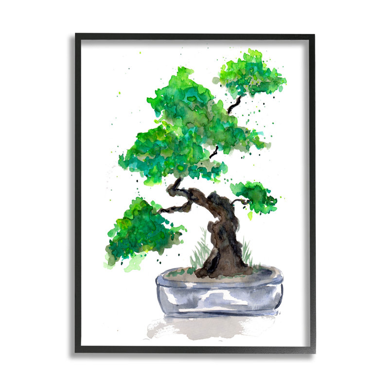 Bonsaï décontracté, estampe numérique par Sebastian Grafmann, Giclée encadrée noir minuit, H 14 po x l 11 po x P 1,5 po