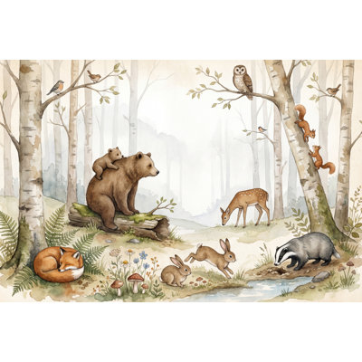 Forest Wallpaper Animals Vintage Removable Wall Decor