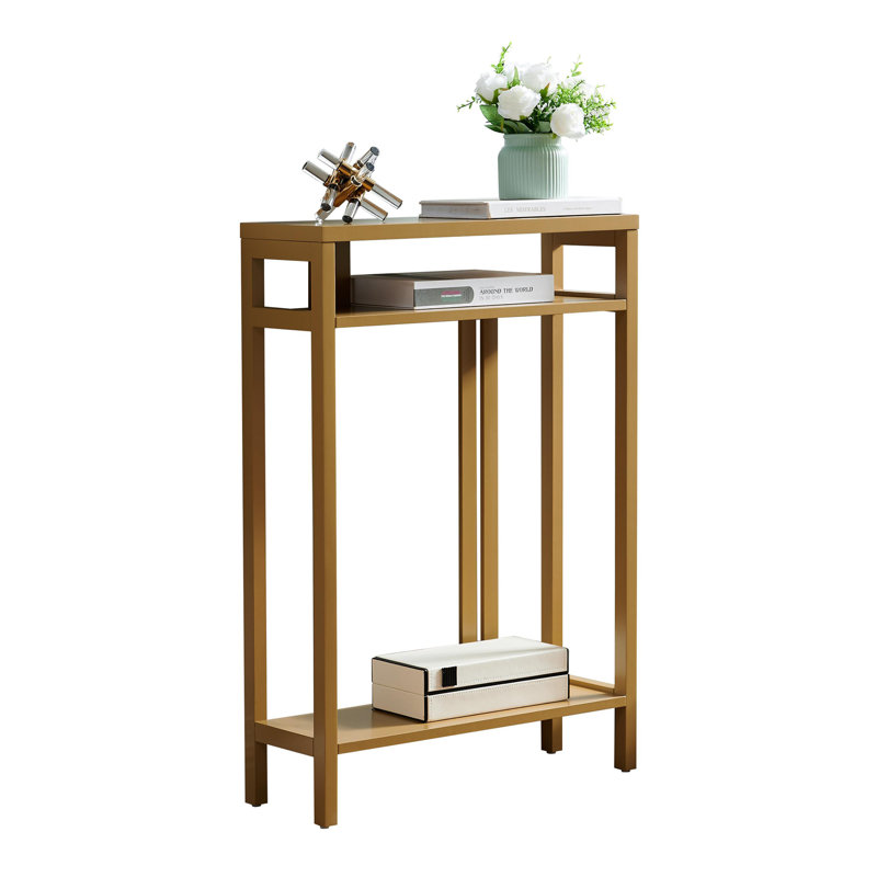 Console étroite de 22 pouces de largeur avec 3 tablettes de rangement à 3 niveaux, table d'appoint pour le salon ou le couloir