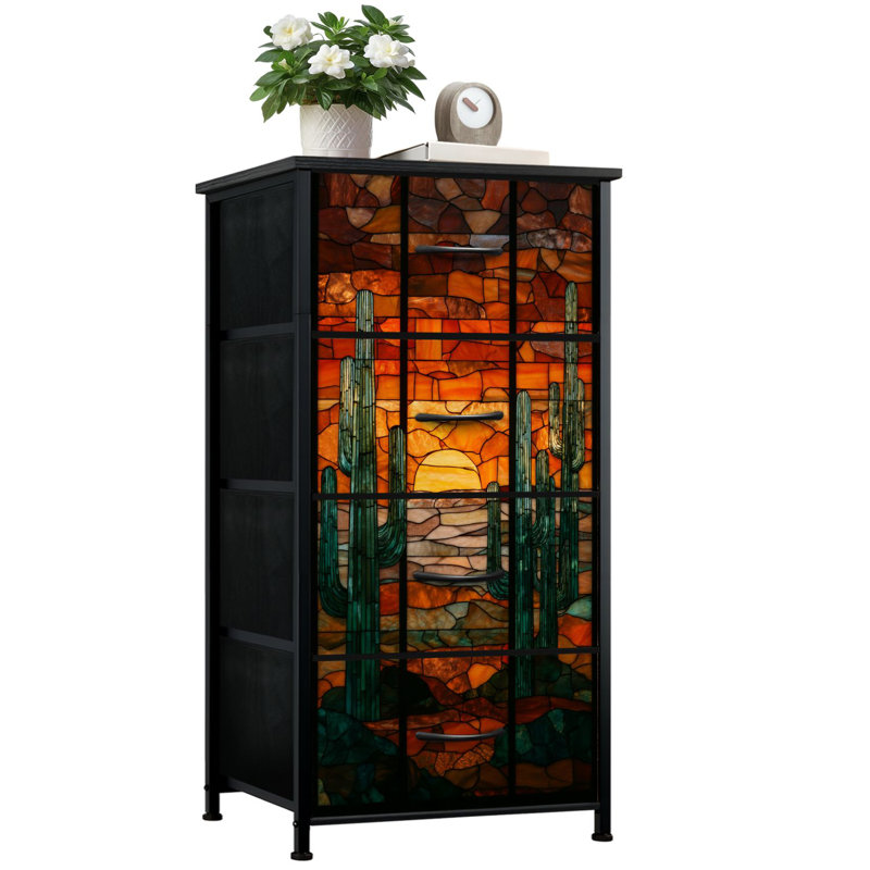 Commode pour chambre à coucher avec 4 tiroirs de rangement Western