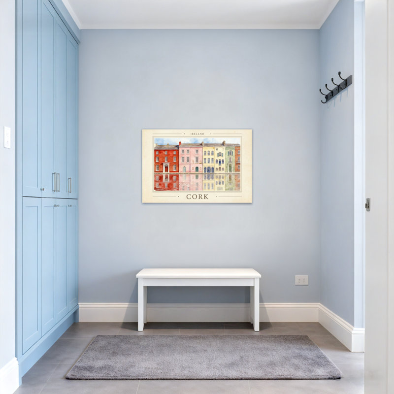 Scénario et paysages urbains colorés, maisons de ville irlandaises, art de l'aquarelle, H 20 po x l 30 po