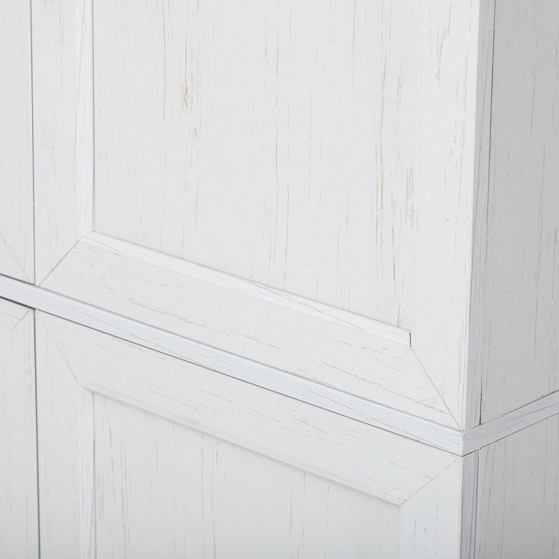 Armoire de garde-manger avec tablettes de porte, tiroir caché et porte-bouteilles, White