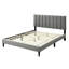 Lit double dans une boîte avec tête de lit - Tissu gris avec revêtement en tissu, poids de 68 lb, rainure
