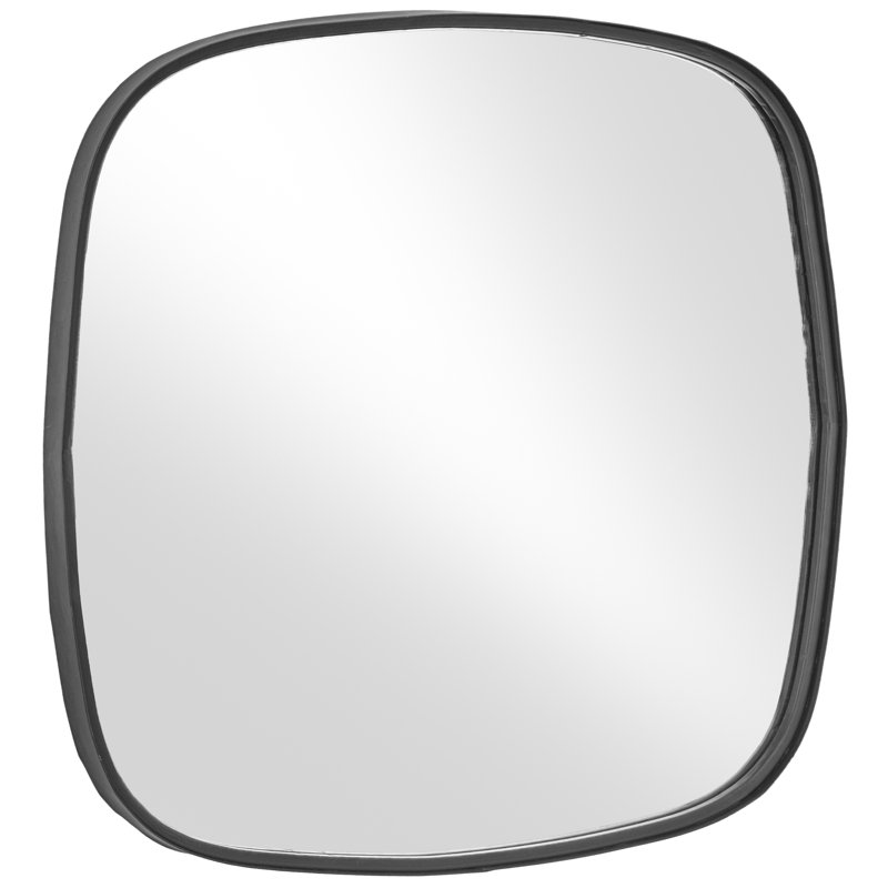 Sutterfield 23x23" Black Thin Metal Framed Square Rounded Corner Decorative Accent Wall Mirror for Entryway and Bedroom