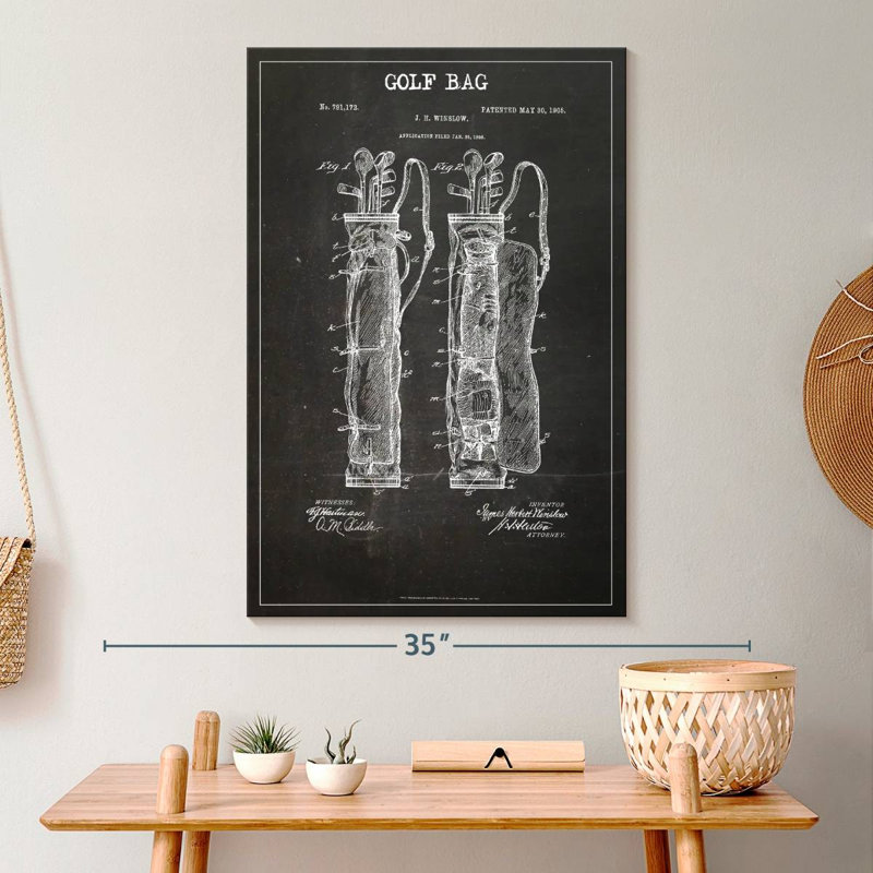 «Sports Blueprints Golf Bag BW» sur toile, H 30 po x l 20 po x P 1,25 po