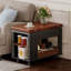 Table basse / table d'appoint moderne avec plateau pliable et roulettes, rangement à plusieurs niveaux