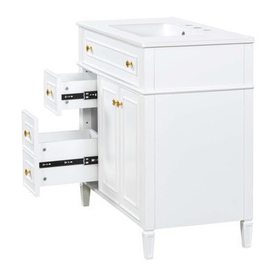 Elegant Bathroom Vanity with Flip-Out Drawer and Soft-Close Storage