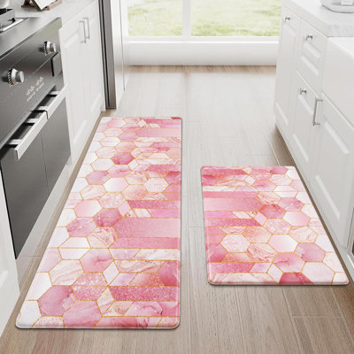 Ensemble de 2 tapis de cuisine antidérapants en marbre
