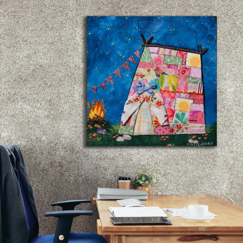 Toile épique Graffiti «Nightime By The Fire» par Carrie Sharp, 37 po x 37 po