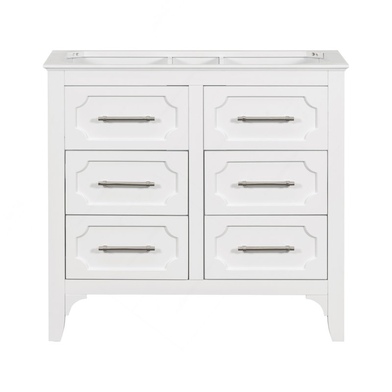Ensemble de meuble-lavabo sur pied 36 po sans lavabo, ensemble de meuble-lavabo simple autoportant avec quatre tiroirs, armoire de rangement en bois massif seulement (PAS D'ÉVIER)