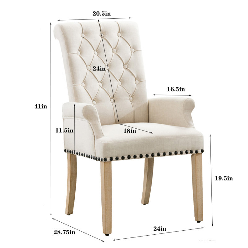 Fauteuil capitonné de 25 po de largeur Sukhi, Lin beige