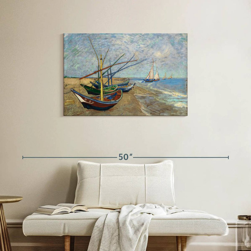 Mehar, bateaux de pêche sur la plage II, H 24 po x l 36 po