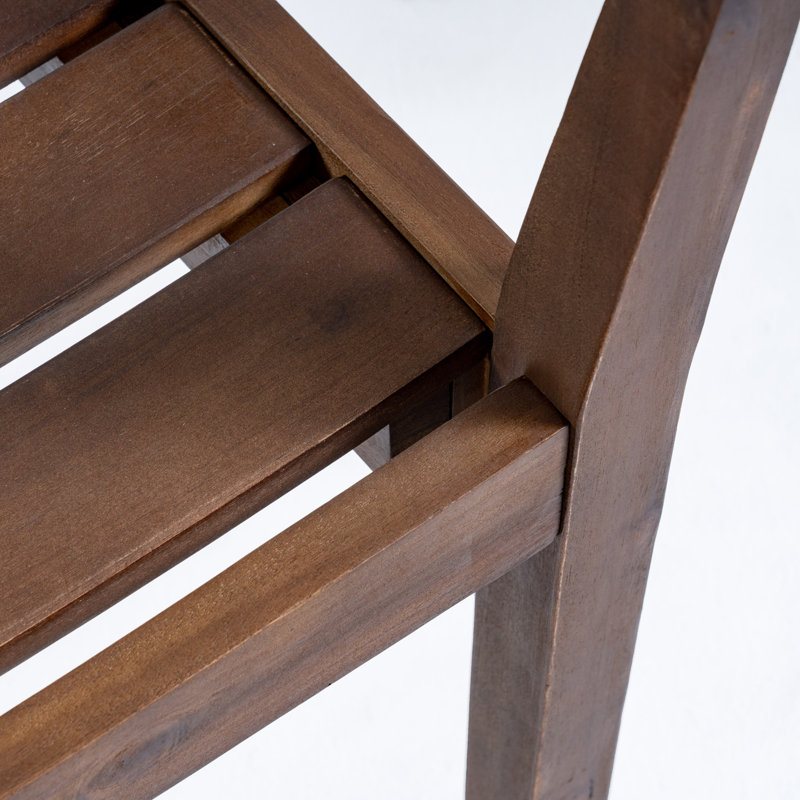 Ensemble de chaises de salle à manger STAMFORD, ensemble de 2 chaises de patio en bois d'acacia, Marron foncé