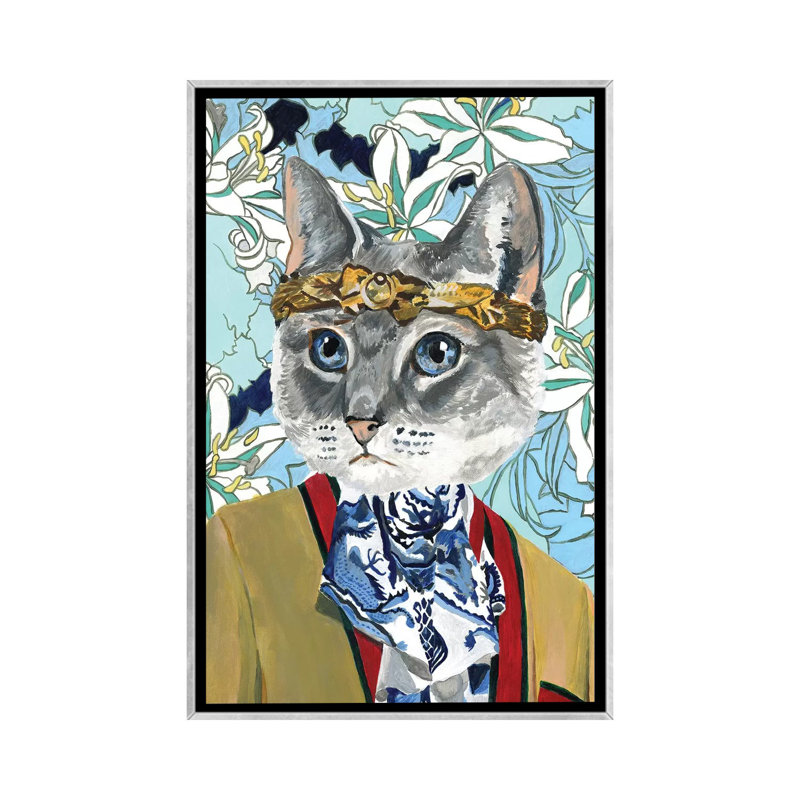 « Cat » par Heather Perry-imprimé, Toile avec cadre argenté, Pas de tapis, H 40 po x l 26 po x P 1,5 po
