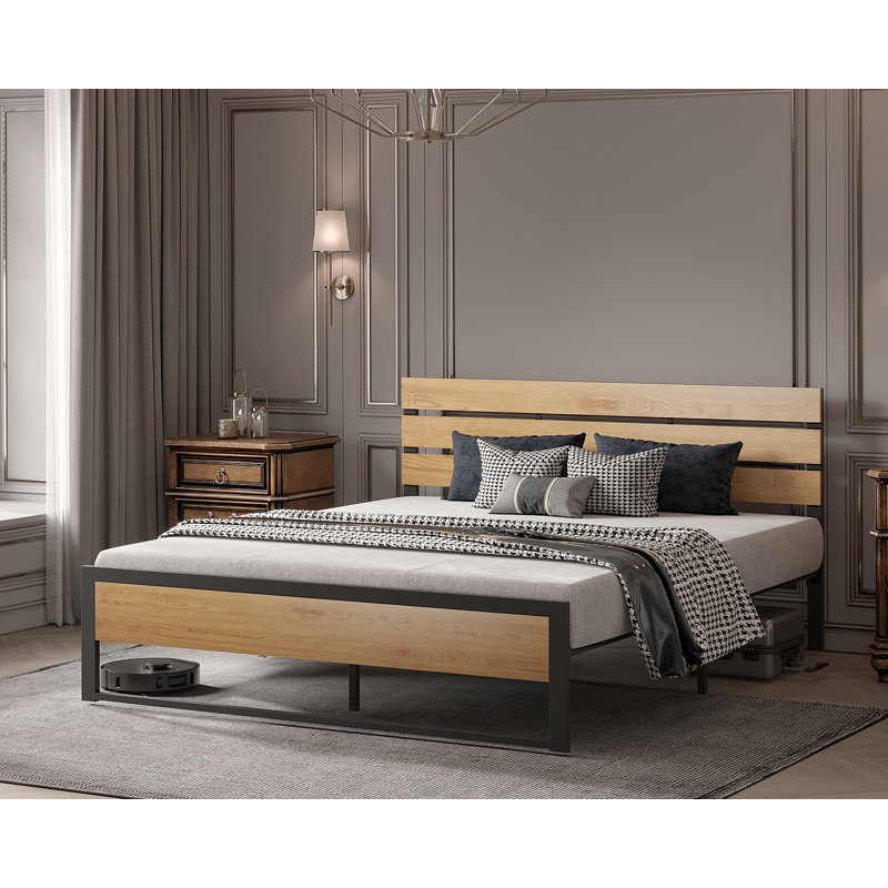 Ingrun Metal Bed Frame with Headboard, Full