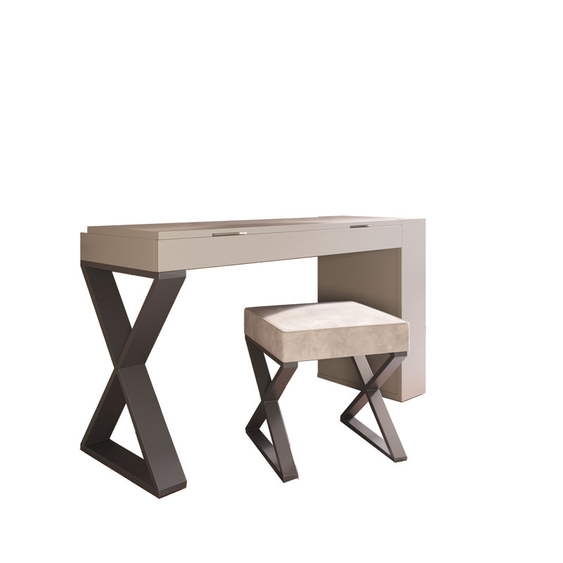 Ensemble coiffeuse avec tabouret et Miroir, Ultrabrillant