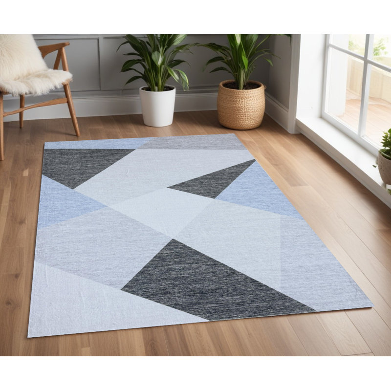 Tapis bleu et gris 4 pi x 6 pi
