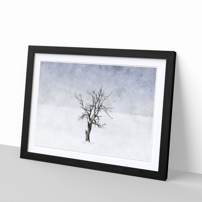 Winter Tree - Picture Frame Painting Print, 62cm H x 87cm W x 2cm D, Black Framed