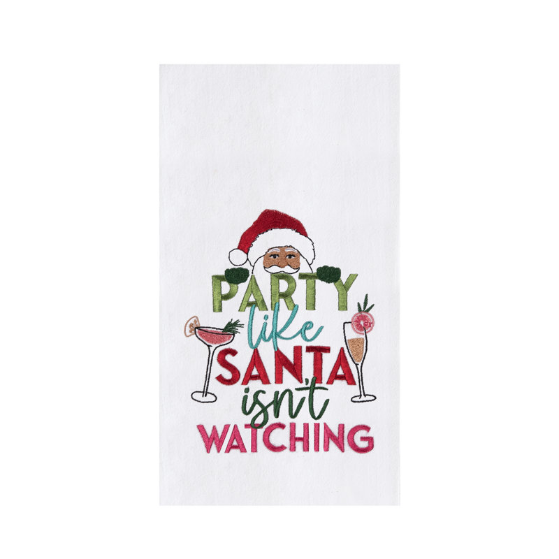 Serviette de Noël brodée Party Like Santa Fun