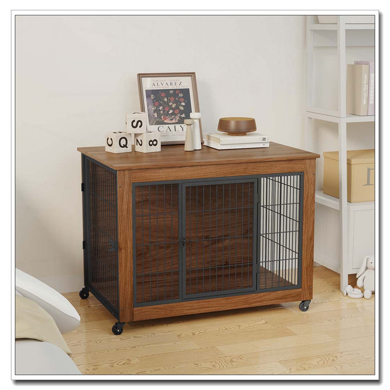 38,6 Mobilier pour cage robuste avec roulettes pour petits chiens, Grand (H 29,3 po x l 38,6 po x P 25,6 po)