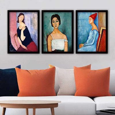 Superbe ensemble de peintures décoratives encadrées (3 pièces) de 21,7 po x 29,5 po chacune | Cadre 100% bois avec polystyrène de 0,8 pouce | Impression numérique UV | Parfait pour la décoration murale de salon, de bureau et de galerie
