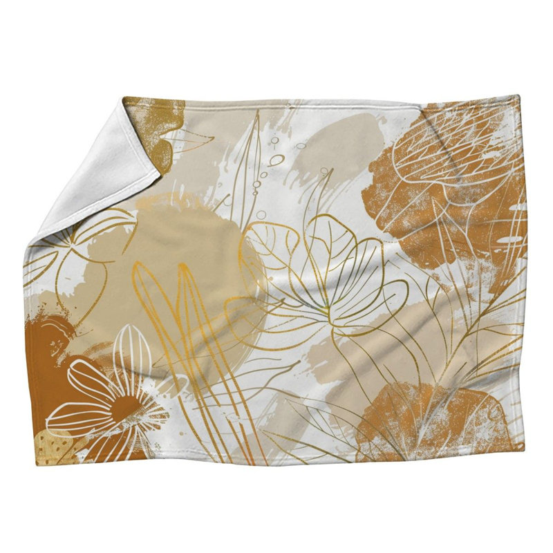 Jeté en molleton Foliage Elements - Motif tendance pour canapés ou lits, L 60 po x L 80 po