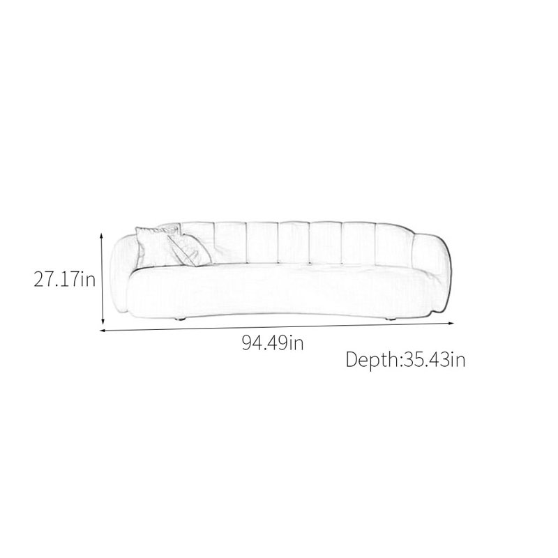 Cream style round curved sofa, 27.17" H x 90.55" W x 35.43" D, 4