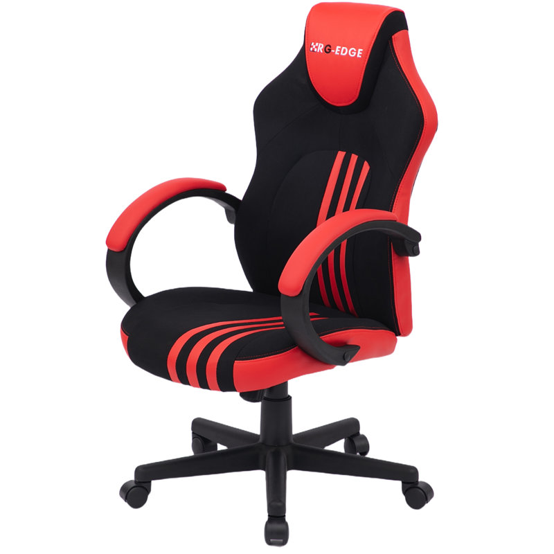17 Stories Adjustable Ergonomic Swiveling PC & Racing Game Chair, Black/Red