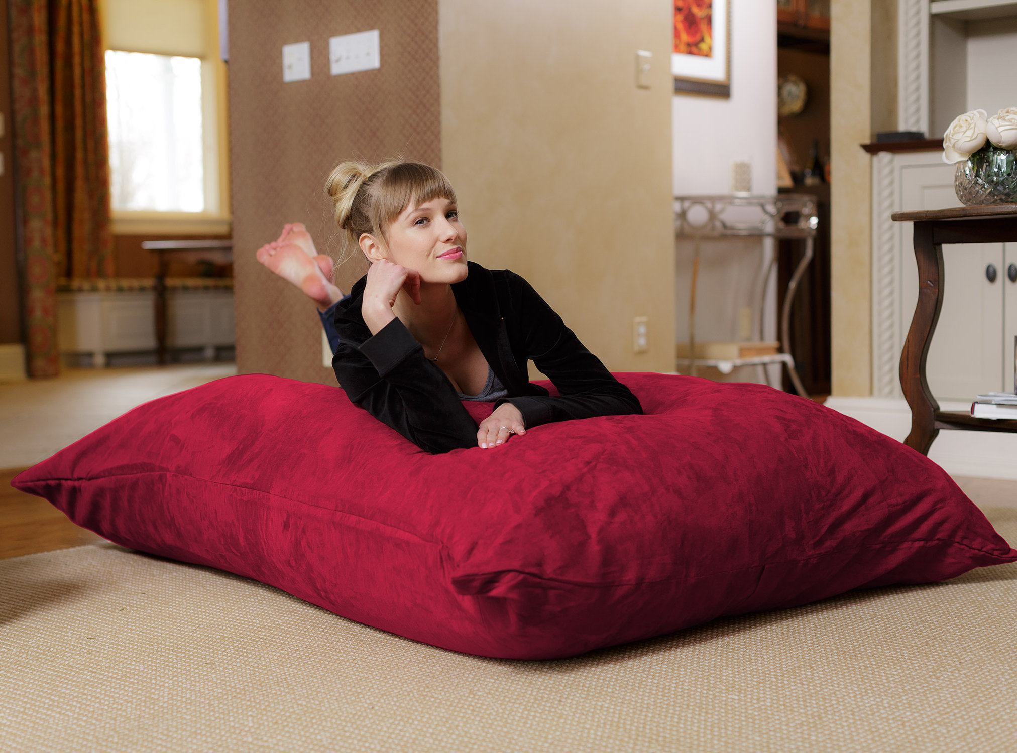Symple Stuff Bean Bag Chair Floor Pillow, Memory Foam filled Bean Bag Chair to Lean Against the