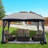 10Ft.W x 12Ft.D Steel Patio Gazebo with Netting-58241733