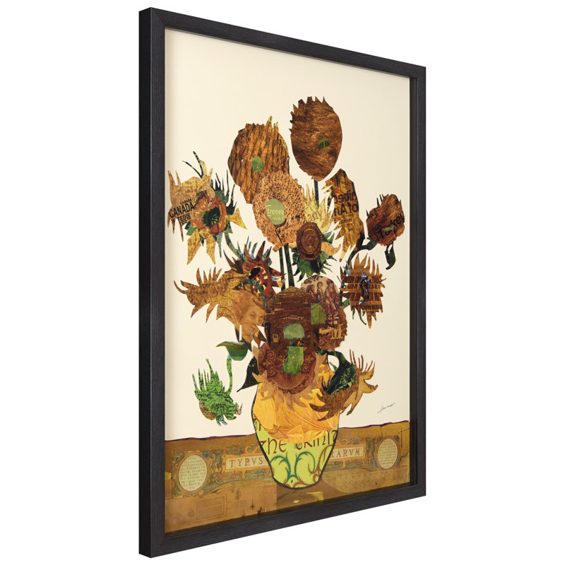 Sunflower Embrace Framed Collage Art