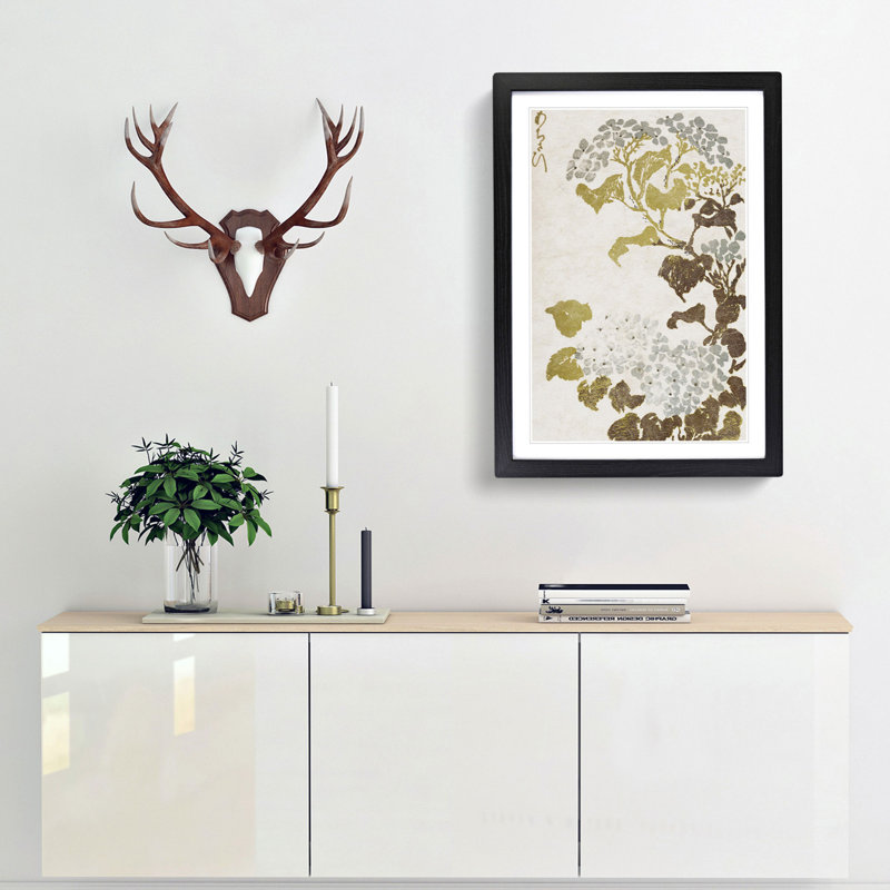 Hydrangea Flowers - Framed Print, 65cm H x 48cm W x 2cm D, Black Framed