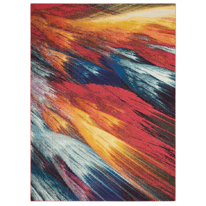 Tapis arc-en-ciel moderne Enoch, Rectangle 3 pi 11 po x 5 pi 11 po