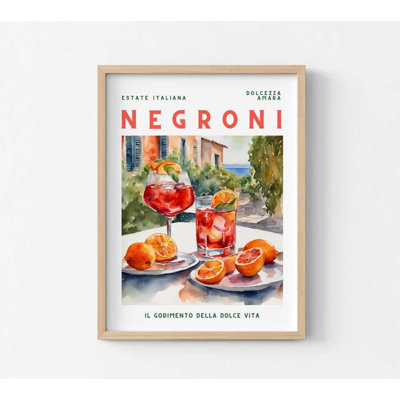 Illustration rétro de cocktail - reproduction d'art «Estate Italiana» de Negroni
