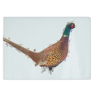 Tempered Glass Pheasant Bird in Winter Chopping Board