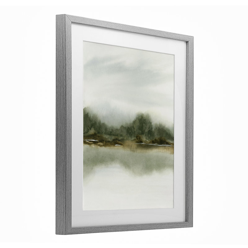 Reproduction encadrée sous verre «Embraces vert», conception par 1x, H 21 po x l 17 po, Cadre de ferme gris