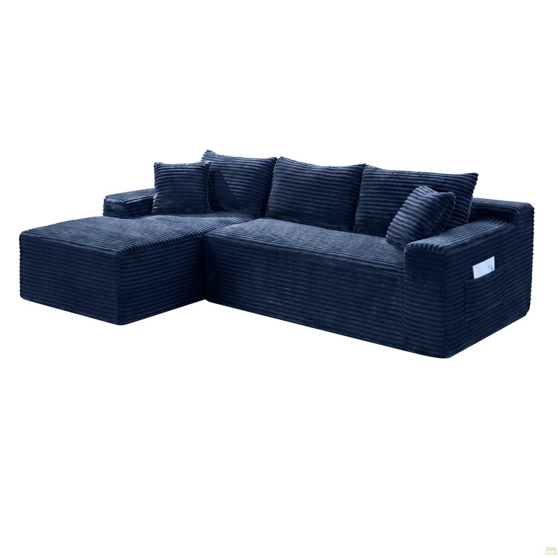 Canapé modulaire 94,5 po Cloud, 29.5" H x 94.5" W x 60.2" D, Blue Corduroy