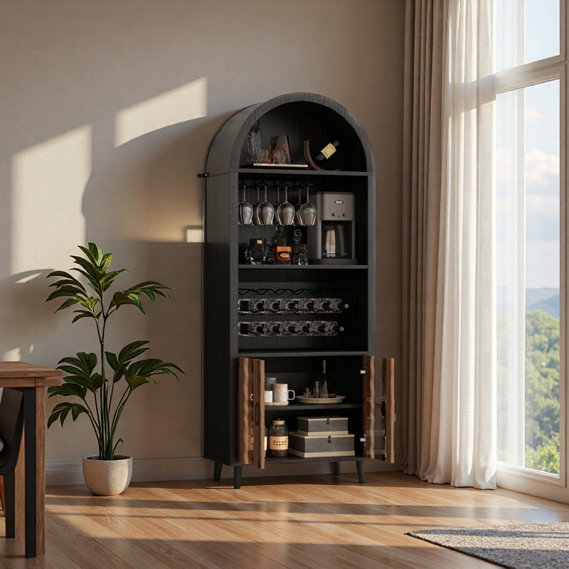 Armoire bar 71 po Farmhouse, Noir