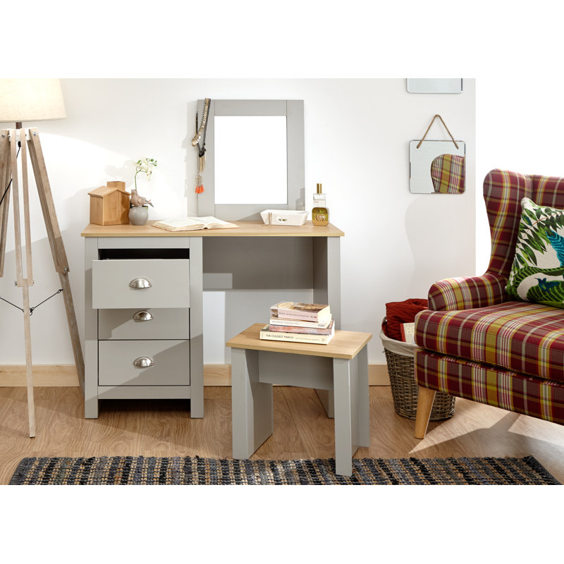 Gia Dressing Table with Mirror, Grey