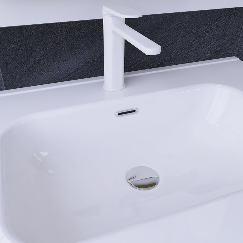 30 po Meuble-lavabo mural élégant avec lavabo en céramique, Noir, noir, noir, noir