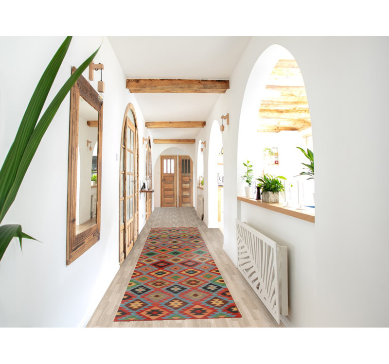 Tapis de couloir oriental en laine Seim Kilim 3 x 13