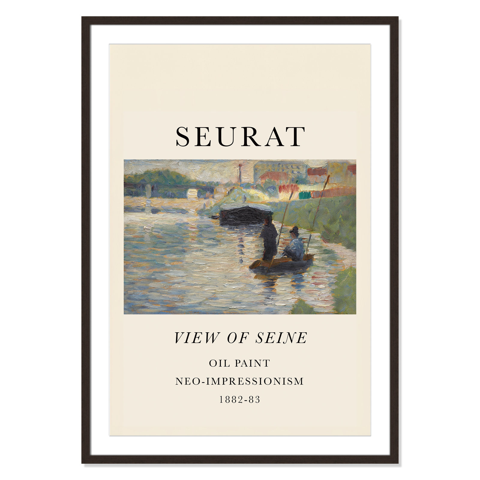 View Of Seine by Georges Seurat, Yes, 41.5" H x 29.5" W x 1.25" D, Walnut Single Picture Frame