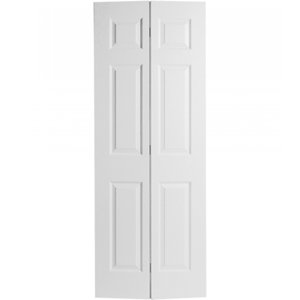 Paneled Manufactured Wood Hollow Primed Textured 6-Panel Bi-fold Door