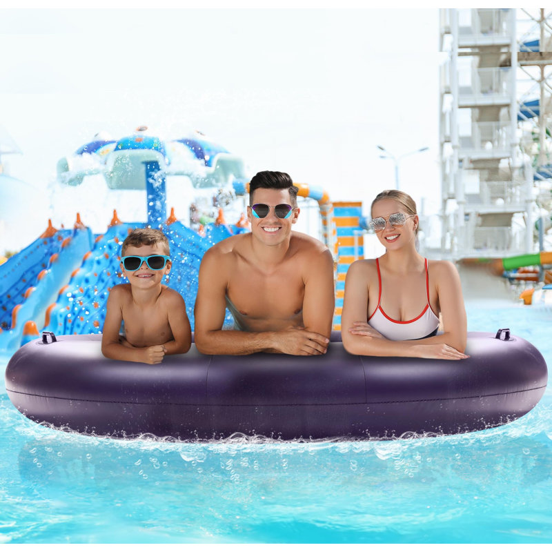 Inflatable Pool Float Mat, 73" X 73" Pool Floats Adult Extra Large Size With Removable Pillow, Cooling Floaties Bed With Grab Handles For Outdoor Summer Party
