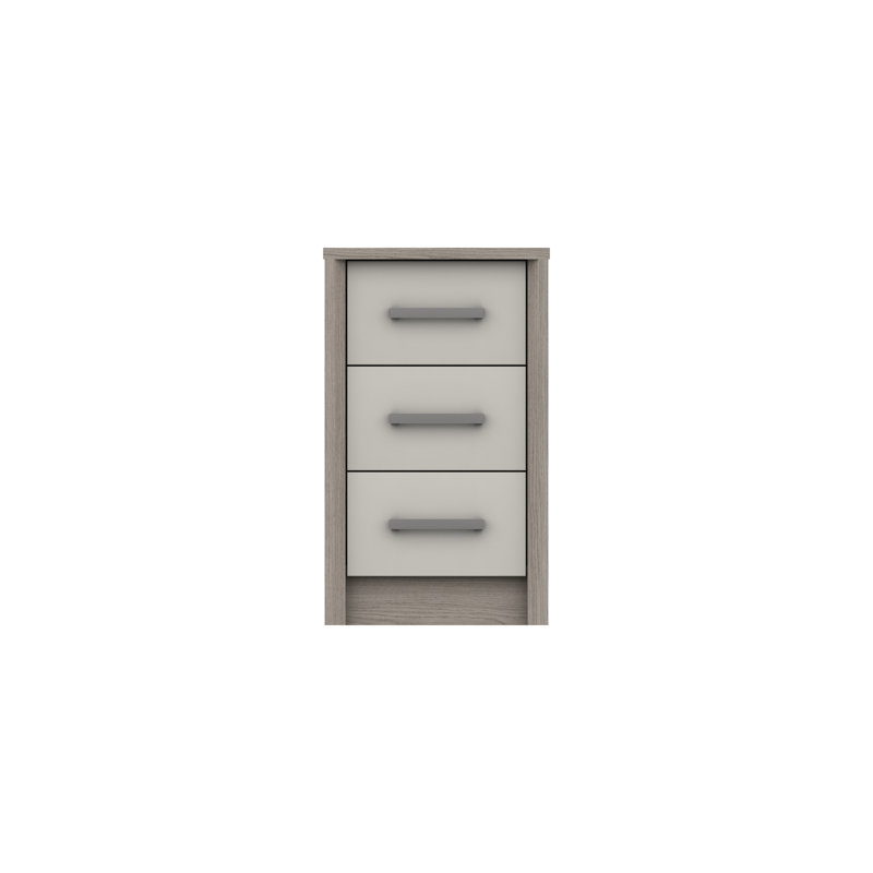 Colville 18cm W Solid Wood Bedside Table, Grey Oak/White Grey Gloss