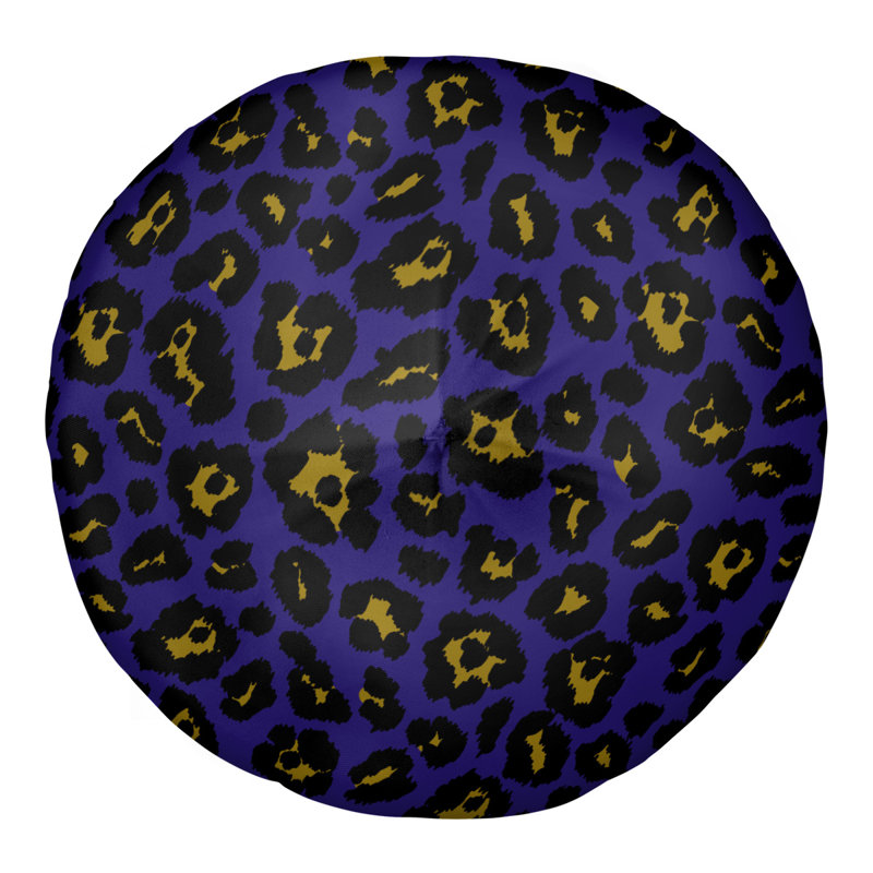 Housse et insert de coussin touffeté rond, H 26 po x l 26 po x P 4 po, Mauve / noir / jaune