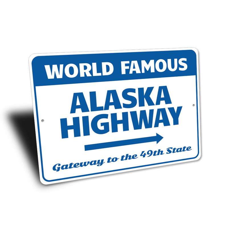 Panneau en aluminium Alaskan Highway, H 10 po x l 14 po x P 0,04 po