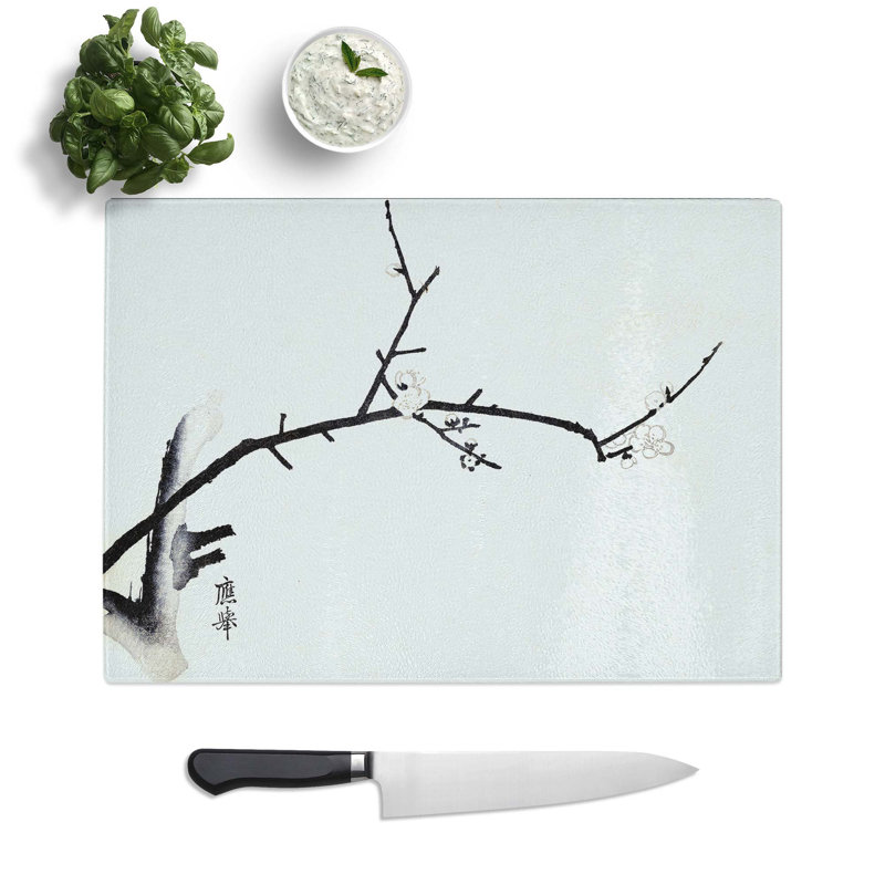 Tempered Glass Blossom Branch Chopping Board, 39 cm W x 28.5 cm L